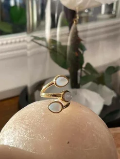 Best Sale Bague Ajustable Doree/Blanc Nafy Femmes Bague