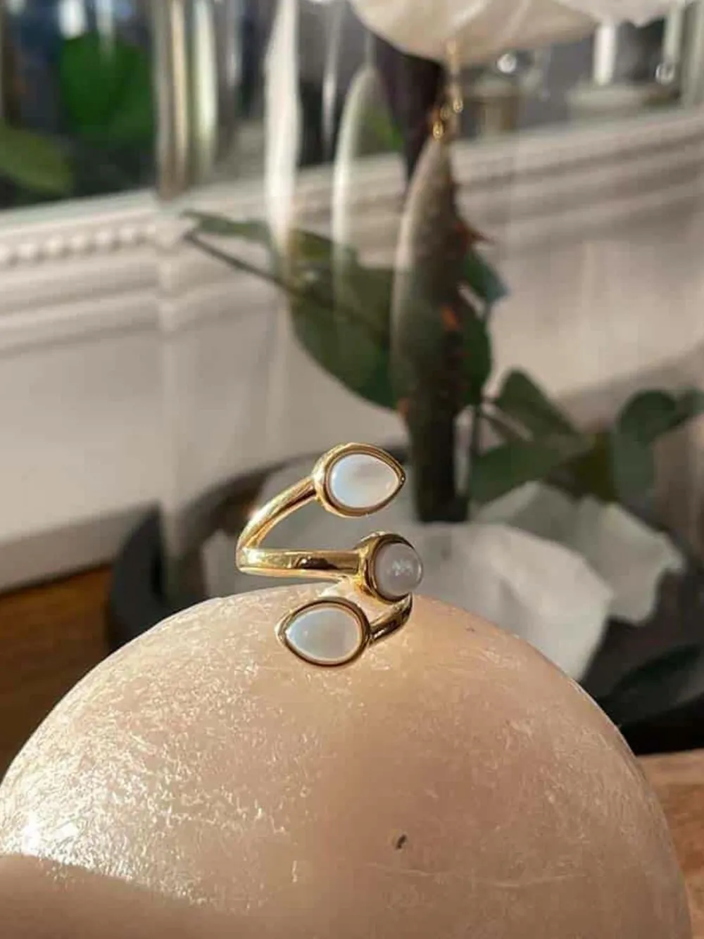 Best Sale Bague Ajustable Doree/Blanc Nafy Femmes Bague