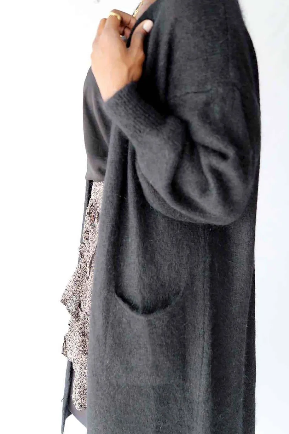 Cheap Gilet Long Noir Mohair Dan Femmes Gilet
