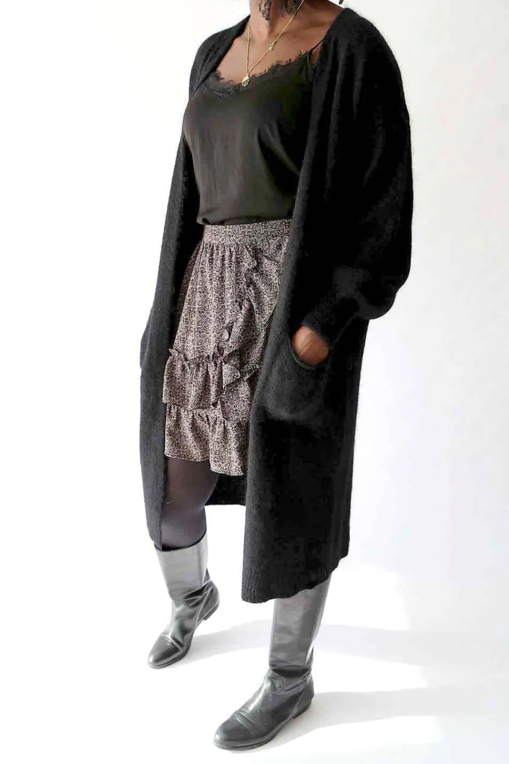 Cheap Gilet Long Noir Mohair Dan Femmes Gilet