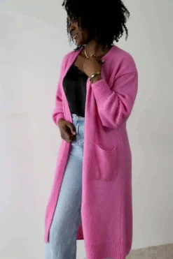 Hot Gilet Long Rose Dan Femmes Gilet