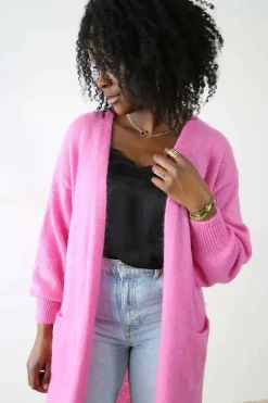 Hot Gilet Long Rose Dan Femmes Gilet