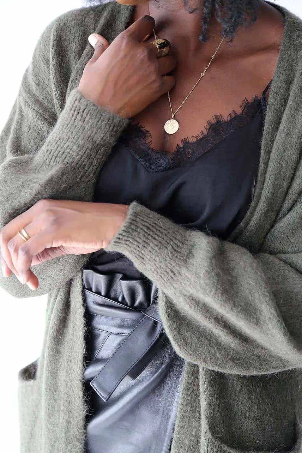 Shop Gilet Long Vert Mohair Dan Femmes Gilet
