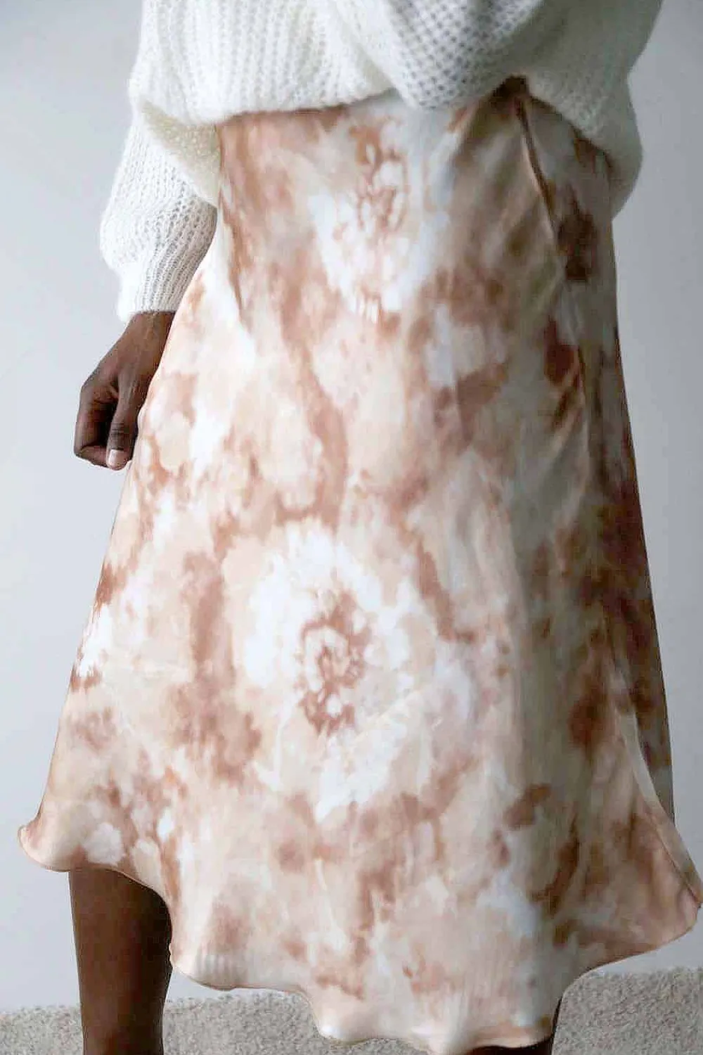 New Jupe Midi Satinee Ecru Gina Femmes Jupe