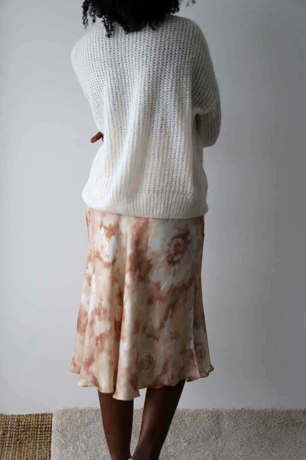 New Jupe Midi Satinee Ecru Gina Femmes Jupe