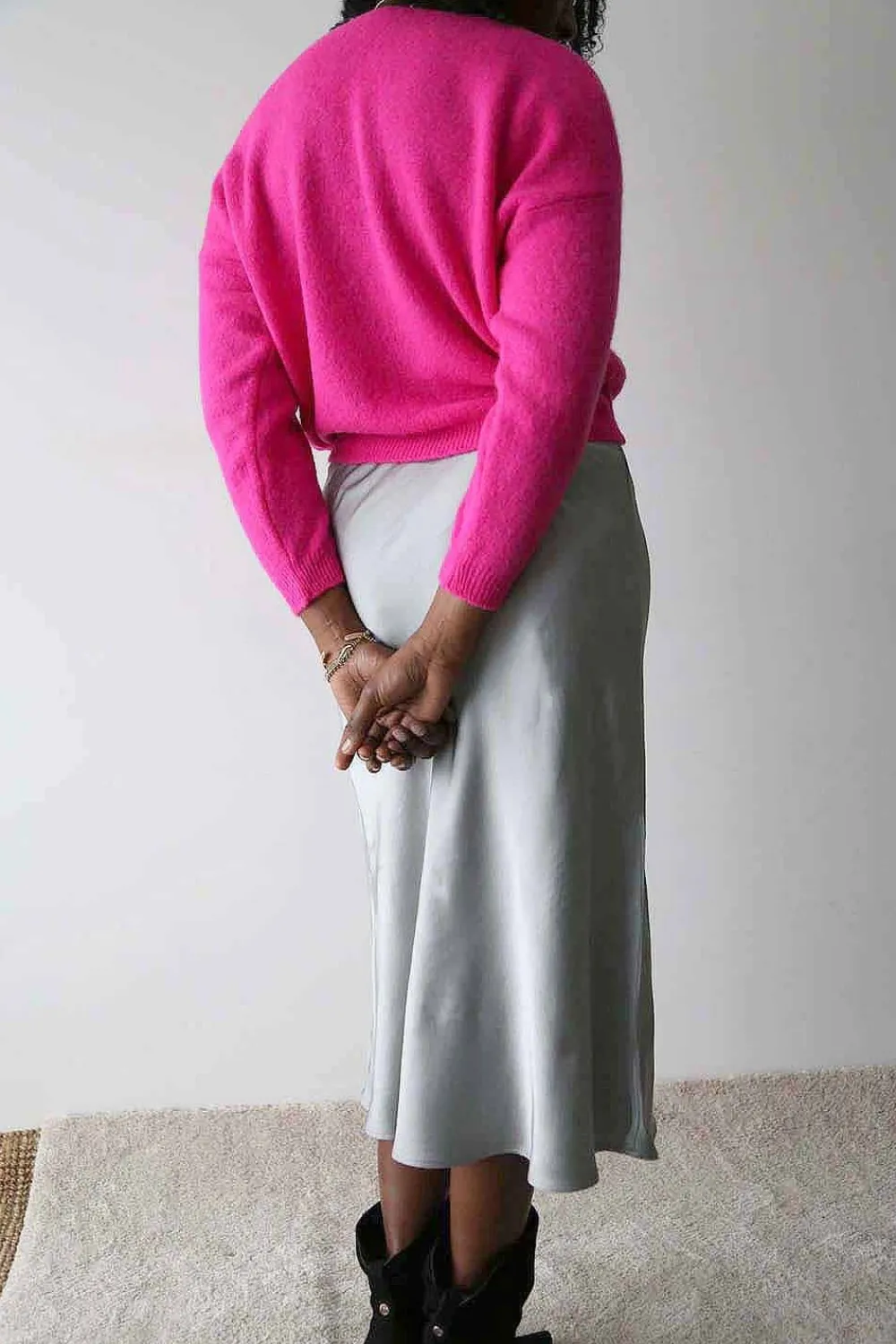 Cheap Jupe Midi Soie Gris Natty Femmes Jupe