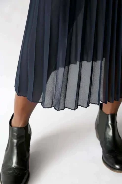 Best Jupe Plissee Uni Bleu Caudy Femmes Jupe
