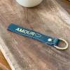 Outlet Porte-Clés En Cuir Bleu Petrole Daisy Femmes Porte-Clés