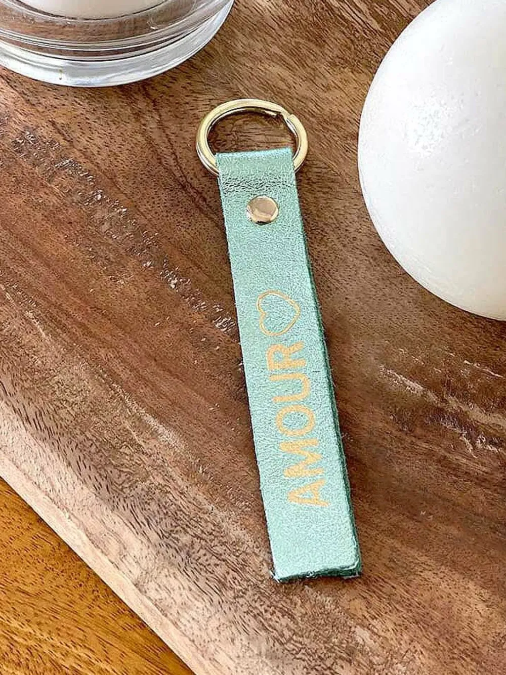Cheap Porte-Clés En Cuir Vert Eau Daisy Femmes Porte-Clés