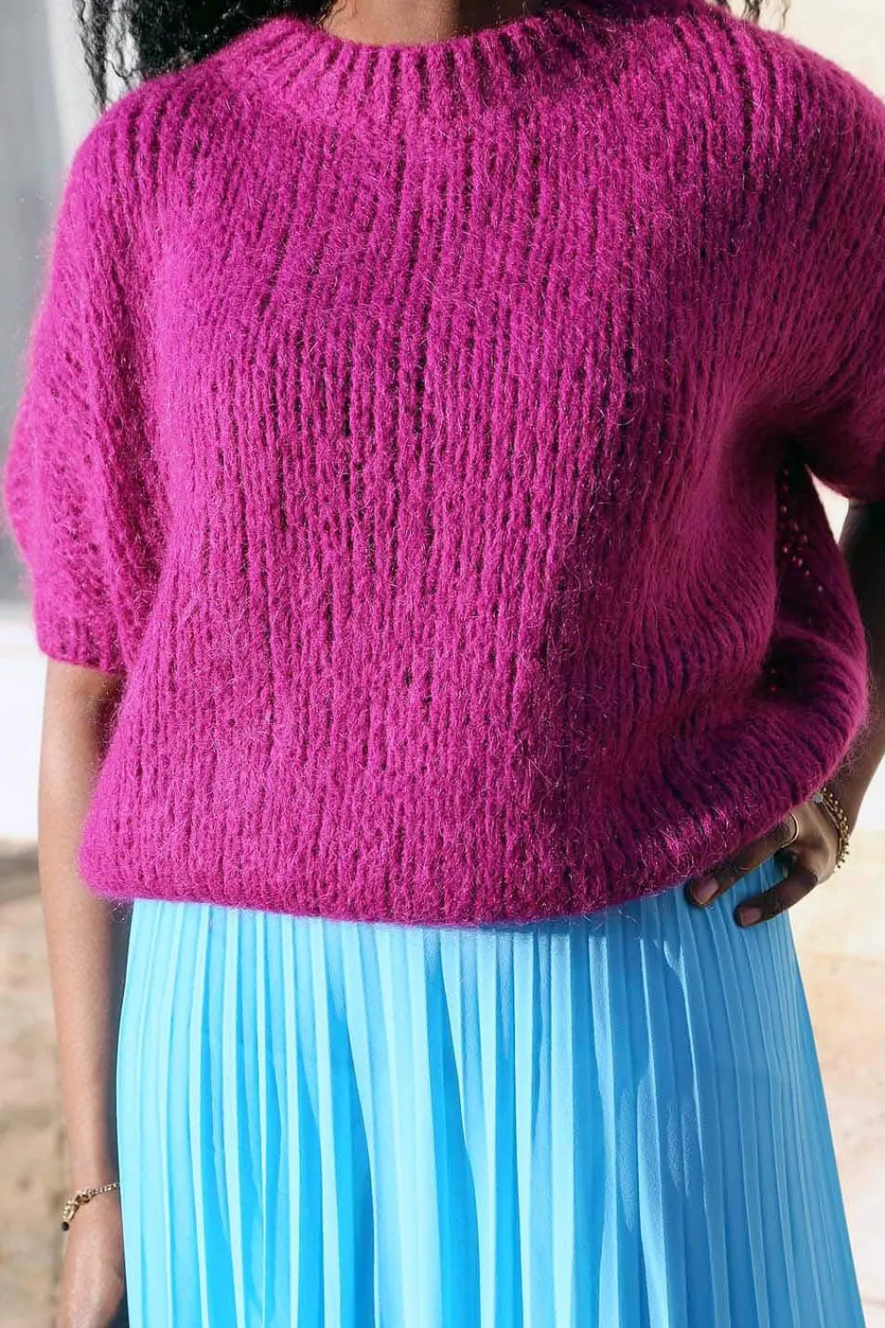 Sale Pull Rose Fushia Romy Femmes Pull