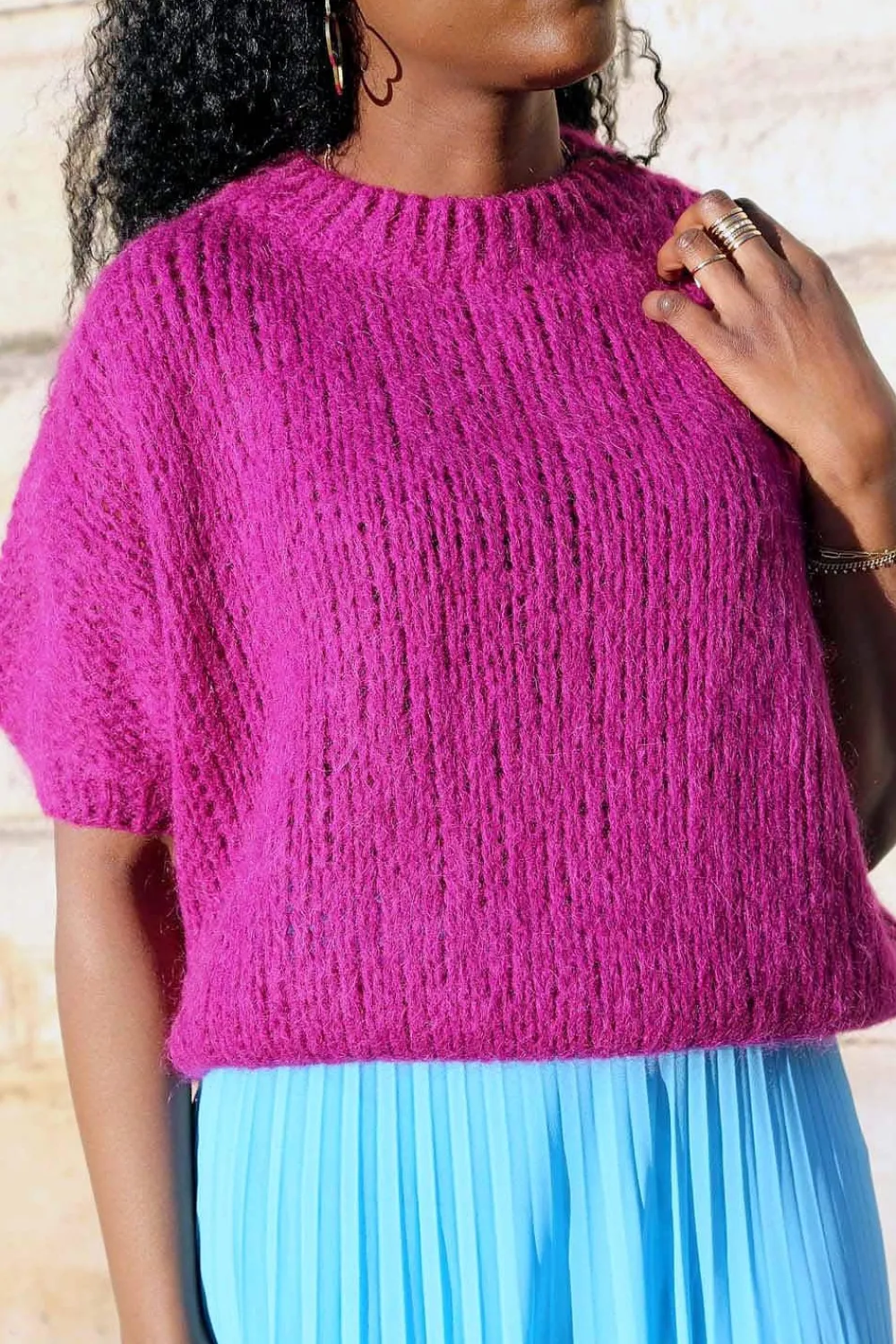 Sale Pull Rose Fushia Romy Femmes Pull