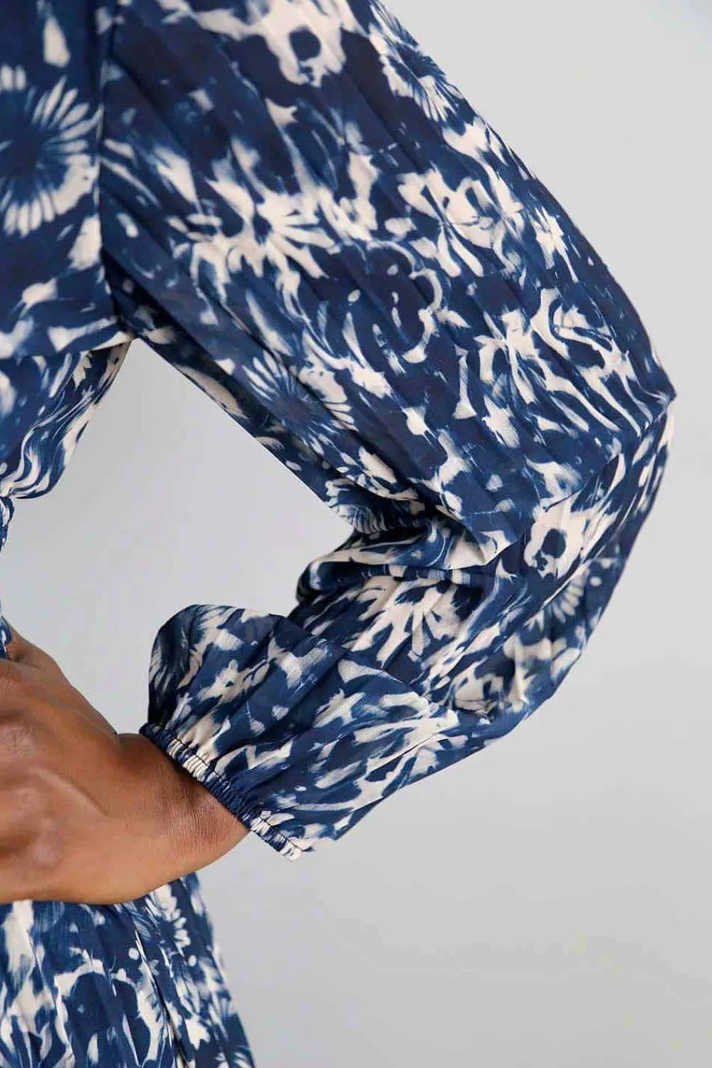 Outlet Robe Longue Imprime Bleu Lison Femmes Robe