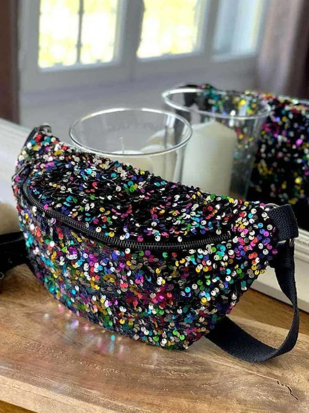 New Sac Banane Rose Multico A Sequins Laumy Femmes Sac Banane