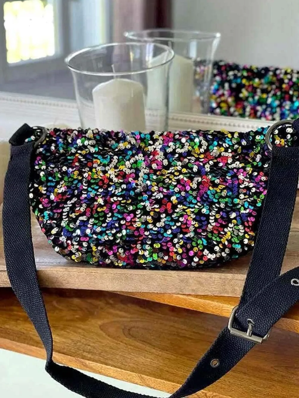 New Sac Banane Rose Multico A Sequins Laumy Femmes Sac Banane