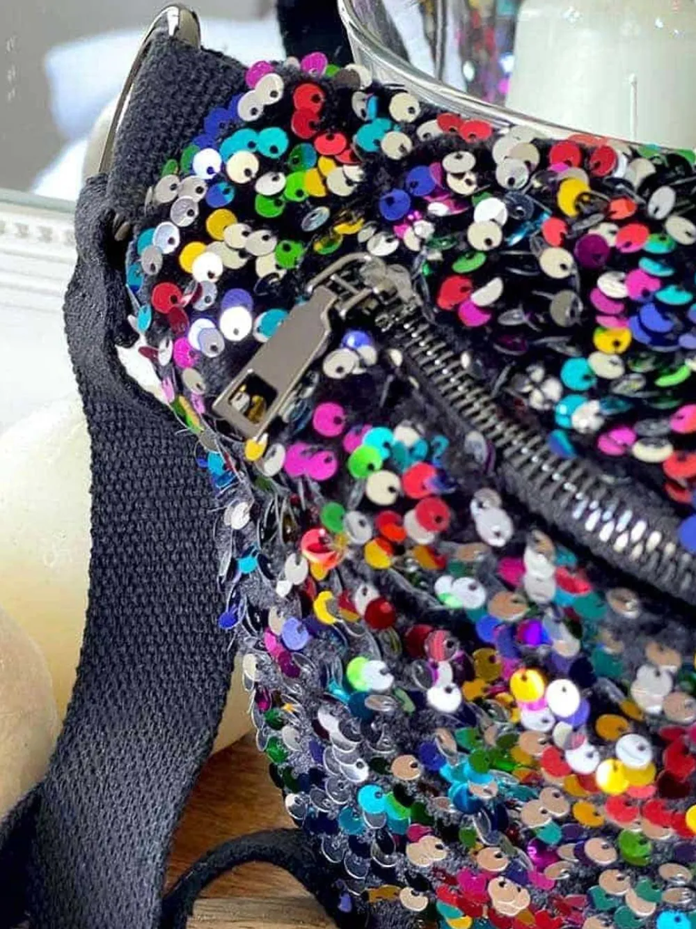 New Sac Banane Rose Multico A Sequins Laumy Femmes Sac Banane
