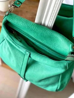 Fashion Sac Besace Cuir Vert Pomme Ninon Femmes Sac Format A4 Et +