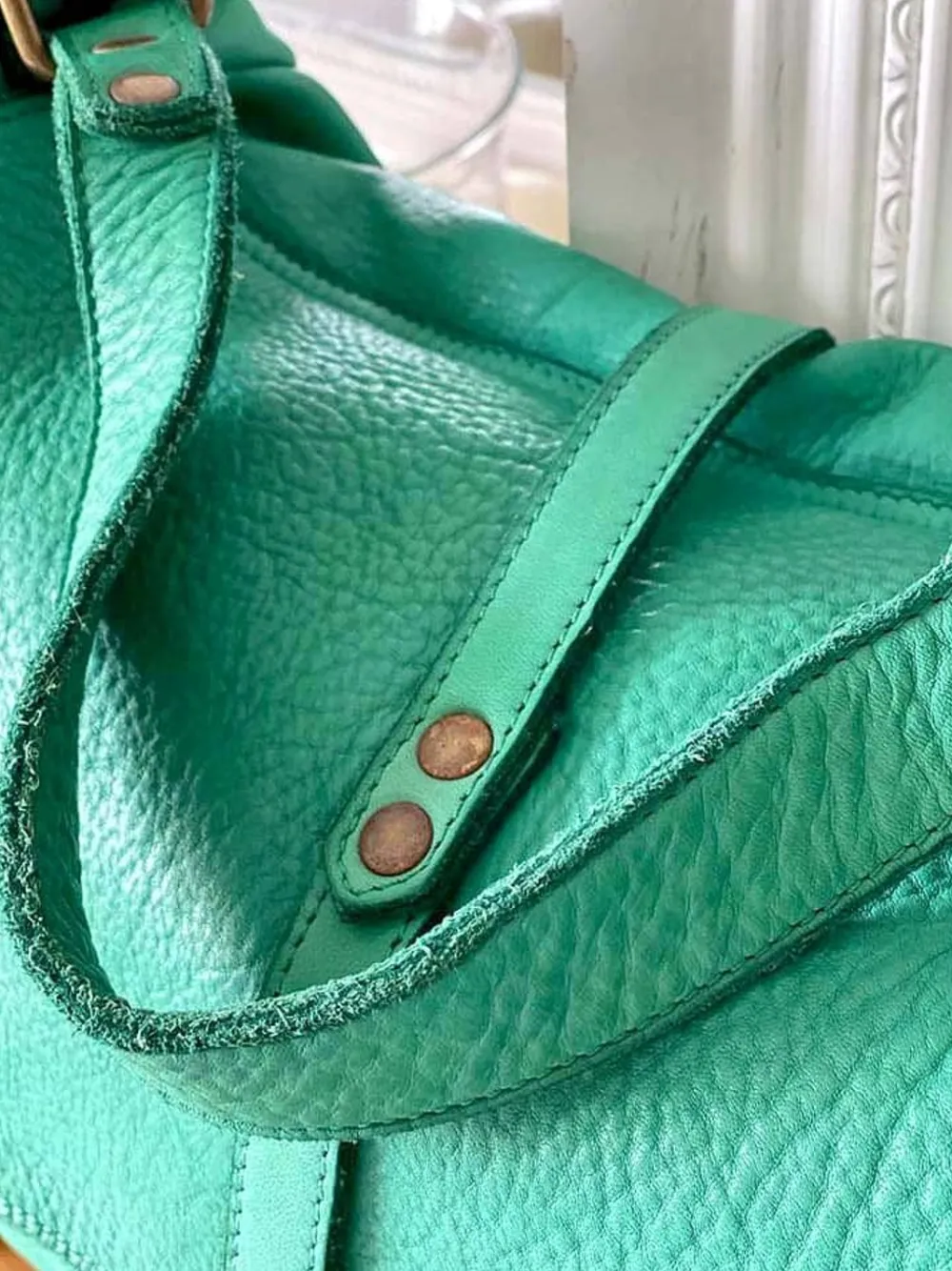Fashion Sac Besace Cuir Vert Pomme Ninon Femmes Sac Format A4 Et +
