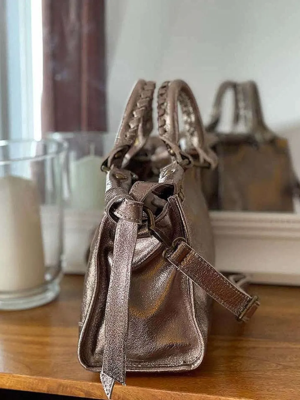 Fashion Sac Dore Champagne Fabiola Femmes Sac Porte Epaule Avec Sangle