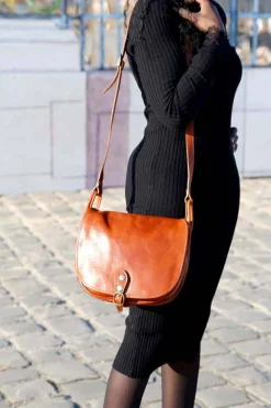 Cheap Sac Marron Camel Stefania Femmes Sac Porte Epaule Avec Sangle