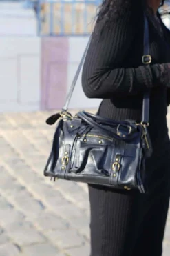 Shop Sac Noir Eloane Midi Femmes Sac Porte Epaule Avec Sangle