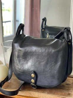 Hot Sac Noir Stefania Femmes Sac Porte Epaule Avec Sangle