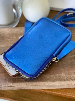 Sale Sac Portable En Cuir Bleu Kira Femmes Sac Taille Téléphone Portable