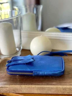 Sale Sac Portable En Cuir Bleu Kira Femmes Sac Taille Téléphone Portable