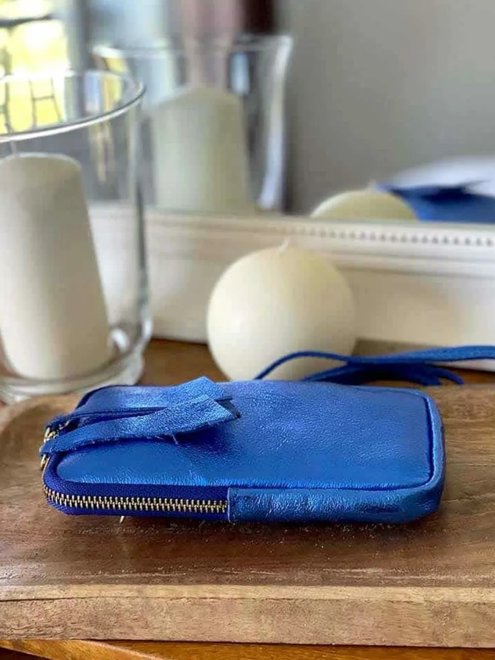 Sale Sac Portable En Cuir Bleu Kira Femmes Sac Taille Téléphone Portable